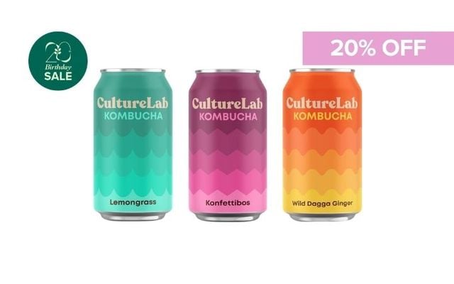 20% Off Lemongrass, Buchu Rooibos, Wild Dagga Ginger & Konfettibos Kombucha Cover Image